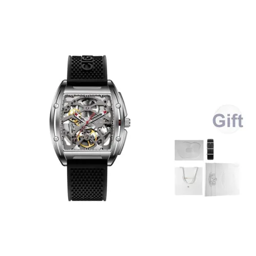CIGA Design Z Collection Automatic Mechanical Movement Silicone Strap Watch Men's Watches Silver Dial
