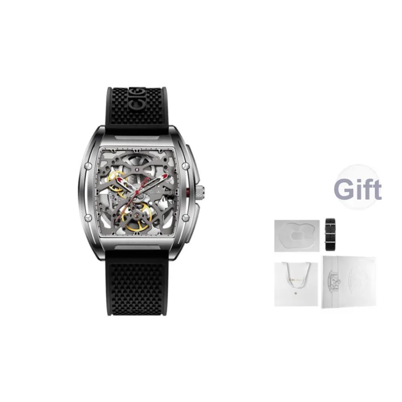 CIGA Design Z Collection Automatic Mechanical Movement Silicone Strap Watch Men's Watches Silver Dial-0