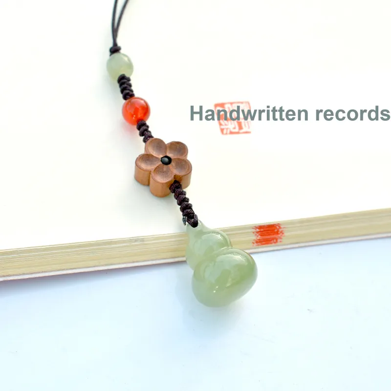 HUWEI Hetian Jade Cell Phone Chain Pale Greenish White Jade Unisex-4