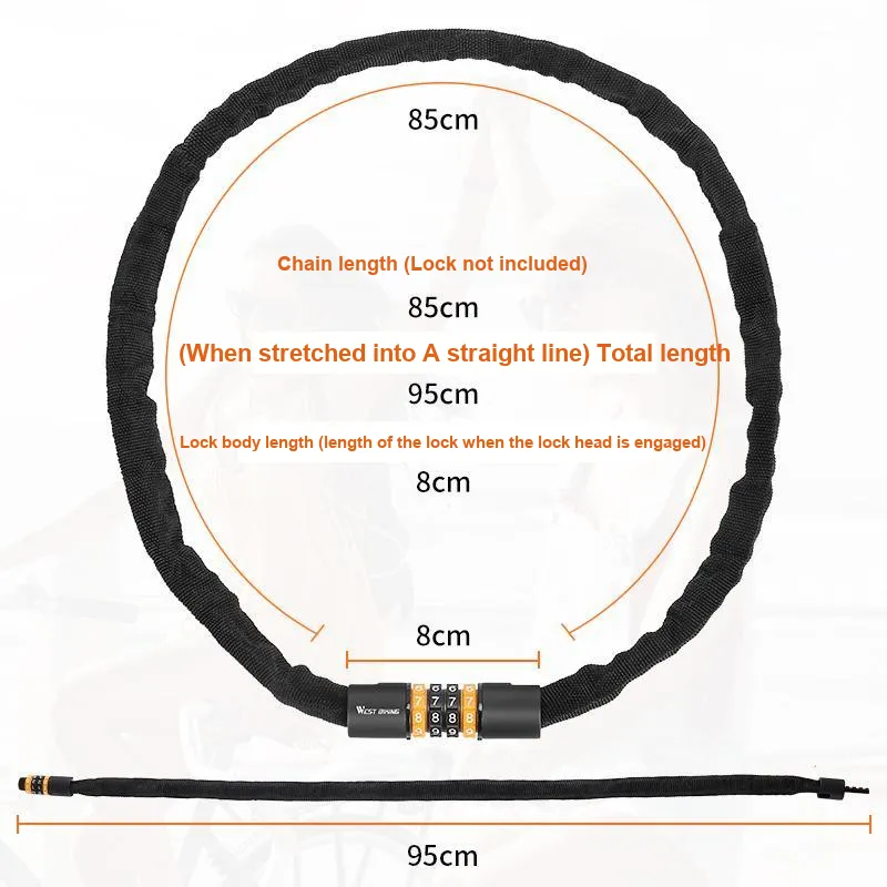 WEST BIKING Bicycle Locks Chain Lock-4
