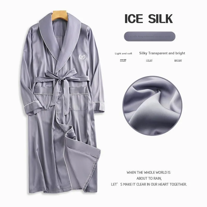 Ordifen Pajama Robe Men's Silver-4