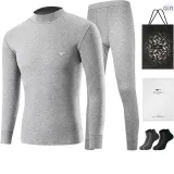 Mock Neck Clothing Sets (Light Gray) 100% cotton Windproof/Includes 2 Pack Cotton Socks+Shopping Bag
