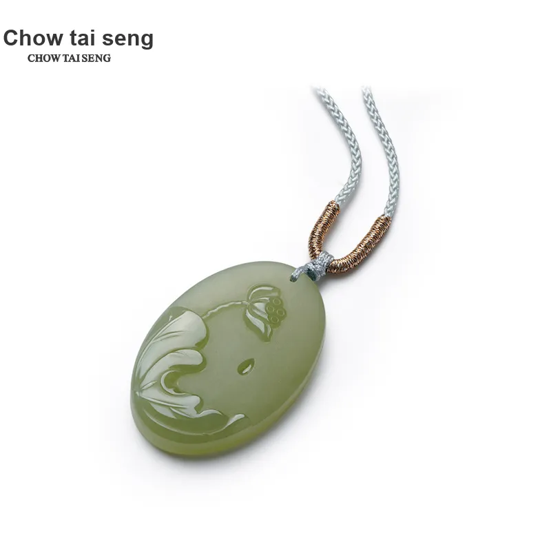 CHOW TAI SENG Hetian Jade Pendants Green Jade Unisex-3