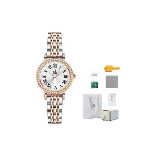 SHENGKE Кварцевый механизм ремешок из нержавеющей стали женские часы серебристый циферблат