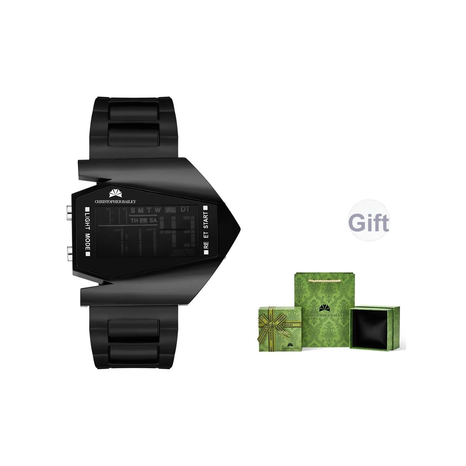 Corriberty Электронный Механизм Силиконовый Ремешок Часы Мужские Черный Циферблат