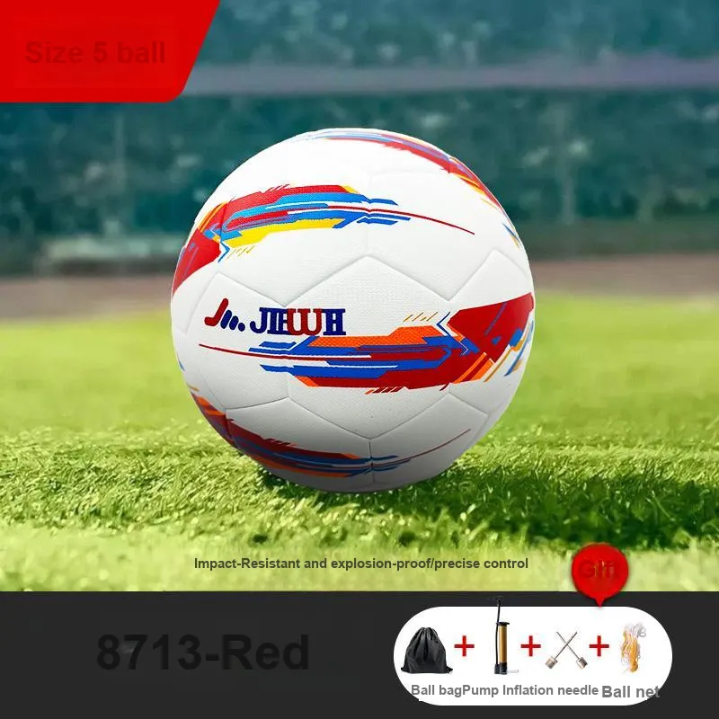 Jiewei Size 5 Soccer PU Seamless Thermal bonding Unisex Mecha Red-6