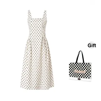 STARFEI Slip Dress Women's Ecru Polka Dot