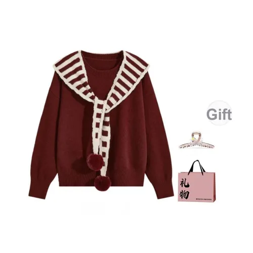 BAIDAIFEI Красный В комплекте с заколкой-крабиком + сумка для покупок Женская трикотажная