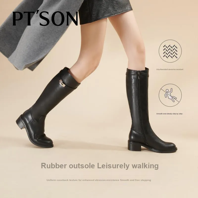 PT'SON Knee high Boots Women's Black-17