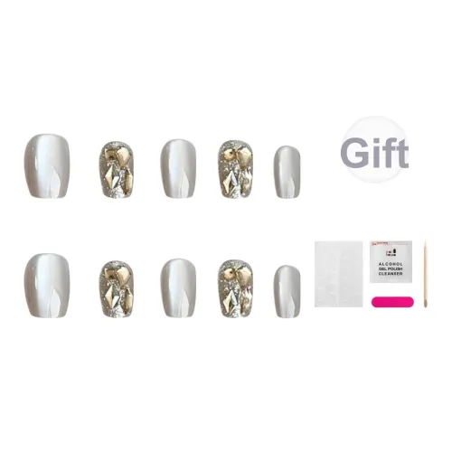 JIABITU Слоновой серый Шампанское Ромб False Nail Короткий LADDER Однотонный Телесный Стиль Instagram 14mm