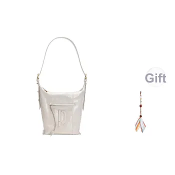 PECO Cow Leather Bucket Bags Shoulder Bag Crossbody Bag Unisex Black/Pink/Denim/White