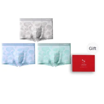 RED DRAGONFLY Ice Silk Boxer Briefs Men's 3 Pack Gift Box Set