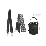 Black Canvas Adjustable Shoulder Strap 83-123cm+Print Silk Scarf