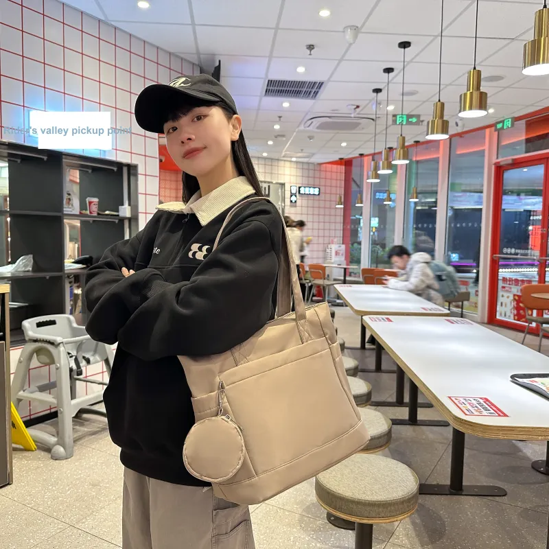OUZIHUANG Nylon Shoulder Bag Unisex Black/Pink/Khaki/Green-7