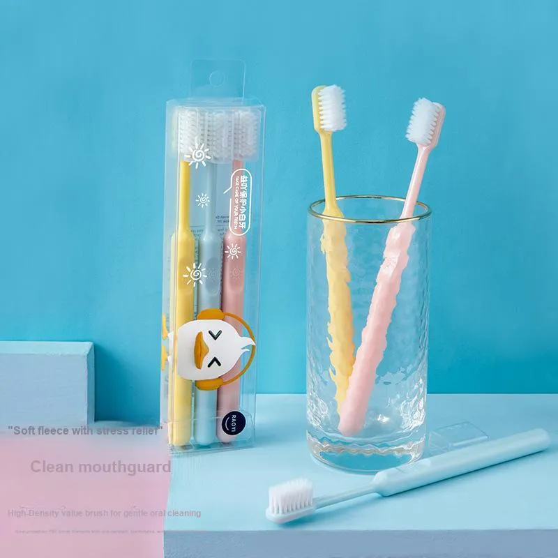 CHENYISHENG Japanese 3 Piece Set With Protective Case Toothbrush Candy Colors Small Head With Soft Bristles For Adults-7