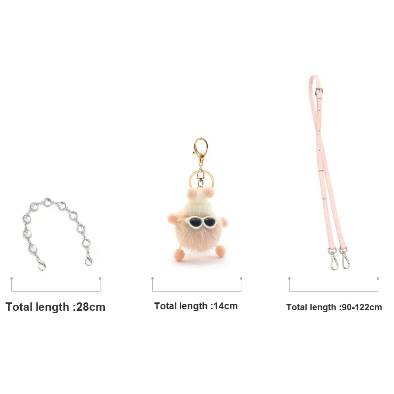 Gloya Leather Alloy One Shoulder Crossbody With Chain Accessories Decorative Chain Combo Set Women's Pink-1