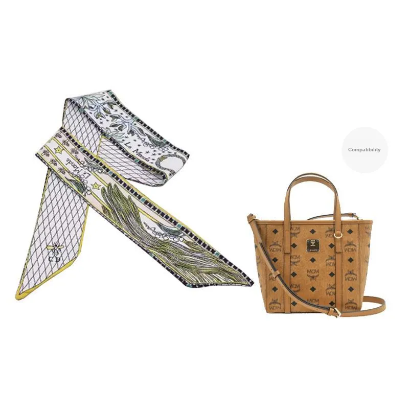 Fabric Silk Scarf Bag Strap Women's Multicolor-11