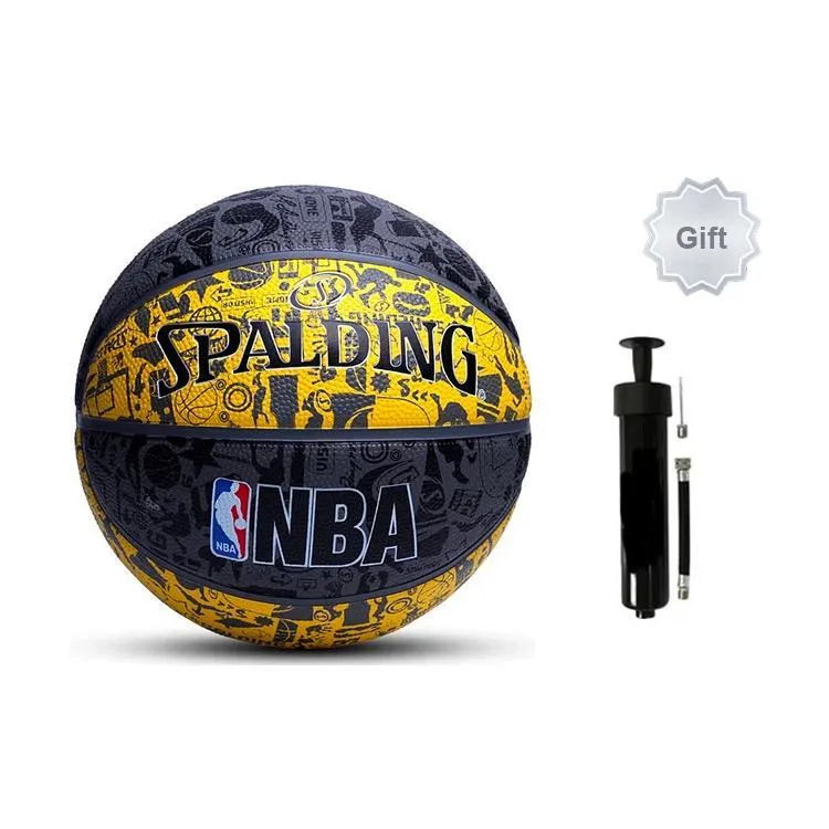 SPALDING Graffiti Rubber Basketball Black Gold Size 7 Training-7