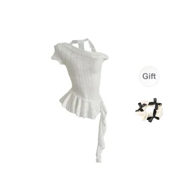 TORIGHT T Shirt Women's White+Bowknot Hair Tie Comes With
