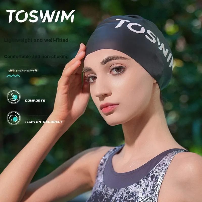 TOSWIM Swimming Caps Silicone Swim Women's-7