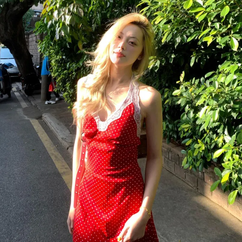 PLANE DRIFT Slip Dress Women's Red-4