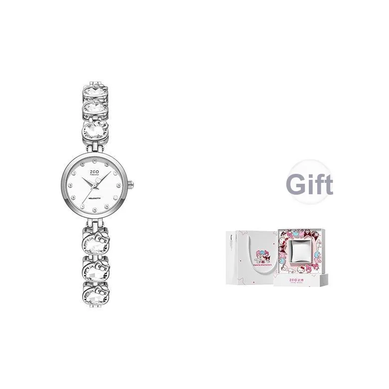 Zgo Sanrio Co Branded Кварцевый механизм Сплав Ремешок Часы Женские Белый циферблат