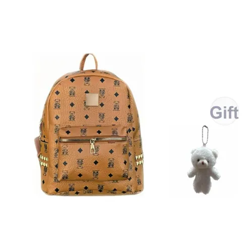 Gerlanx ПУ (полиуретан) Рюкзак Унисекс Коричневый Розовый Экрю