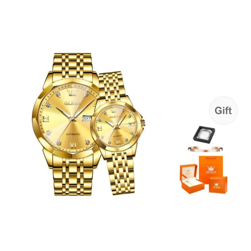 OLEVS Mechanical Movement Stainless Steel Watchband Watch Unisex White Dial-6