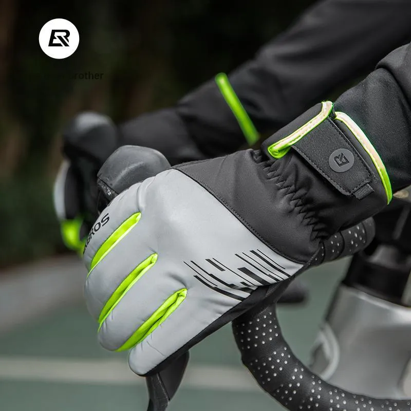 ROCKBROS Riding Equipment Glove Outdoor Unisex Polyester Black & Neon Green-2
