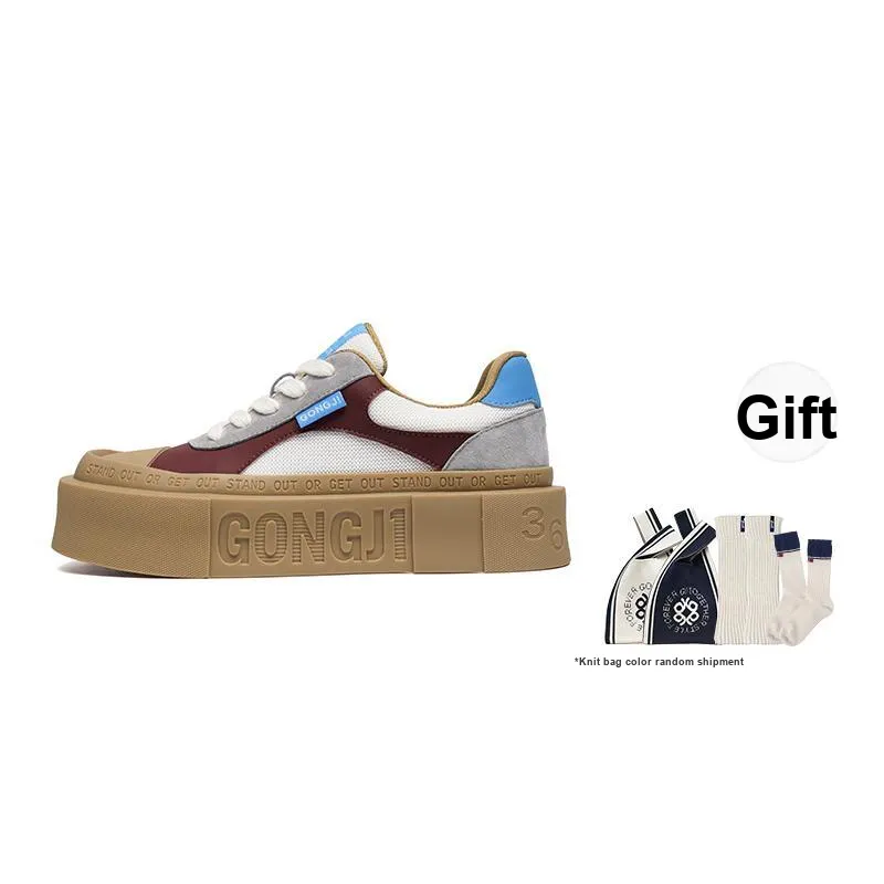 GONGJI Square Inches Skateboard Shoes Unisex Low Top Red