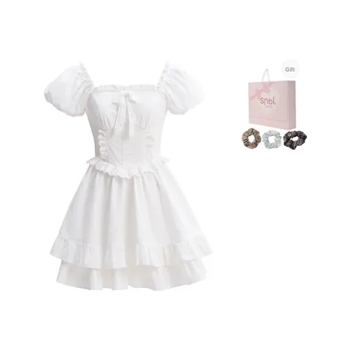 SNBL Короткий рукав Платье Женское Белое