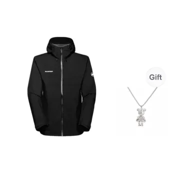 MAMMUT Convey Hiking Waterproof And Windproof To Keep Warm Windbreaker Jacket Unisex Black Comes With Necklace