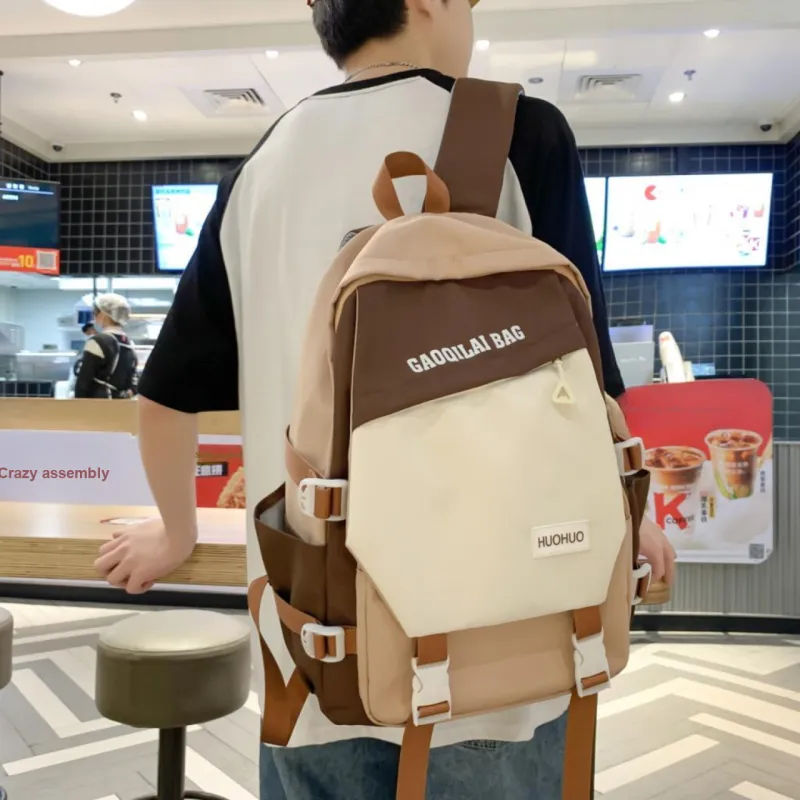 URBAN FOREST Nylon Backpack Unisex Burgundy/Pink/Khaki/Black-15