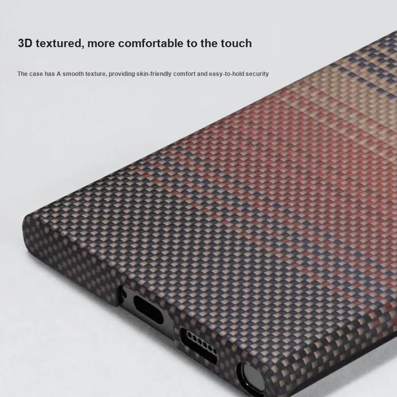 PITAKA Kevlar Material Non Carbon Fiber Borderless MagSafe Phone Cases Galaxy S24 Ultra-4