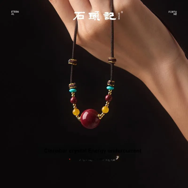 Stone Notes Reconstructed Cinnabar Necklaces Unisex-3