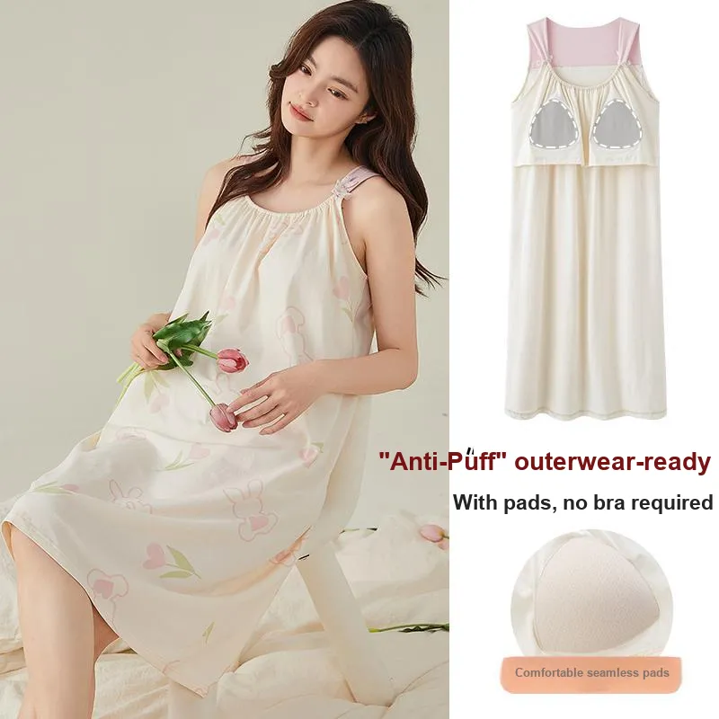 FENTENGCARE Nightgown Women's White-1
