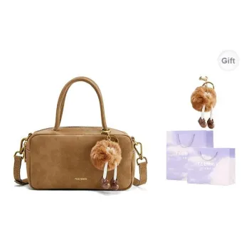 Teenmix Cow Leather Crossbody Handbag Medium Size Women's Brown/Black/White/Pink