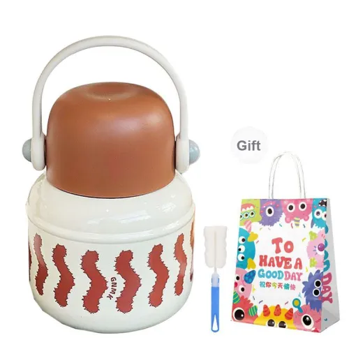 GNMK High-Value Cute Creative Handheld Insulated Cup For Breakfast And Snacks Large Capacity Thermal Cooker Cup 600ml