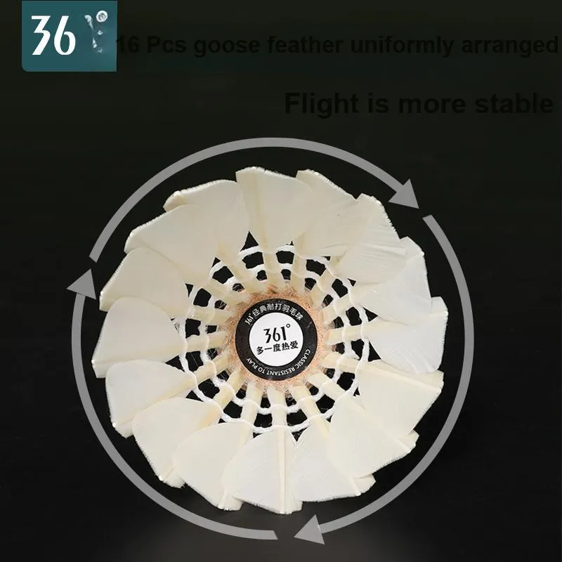 361° S84 Goose Feather Shuttlecock 6 Pack Goose Feather Shuttlecocks-1