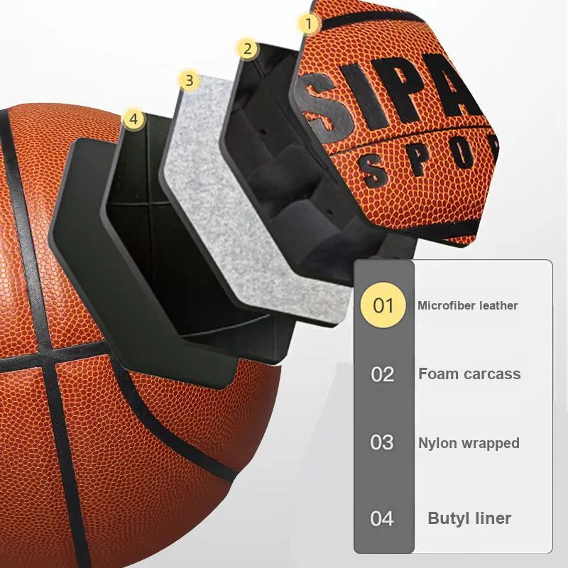 SIPAKESPORT Microfiber Leather Basketball Brown Size 7 Training Unisex-7