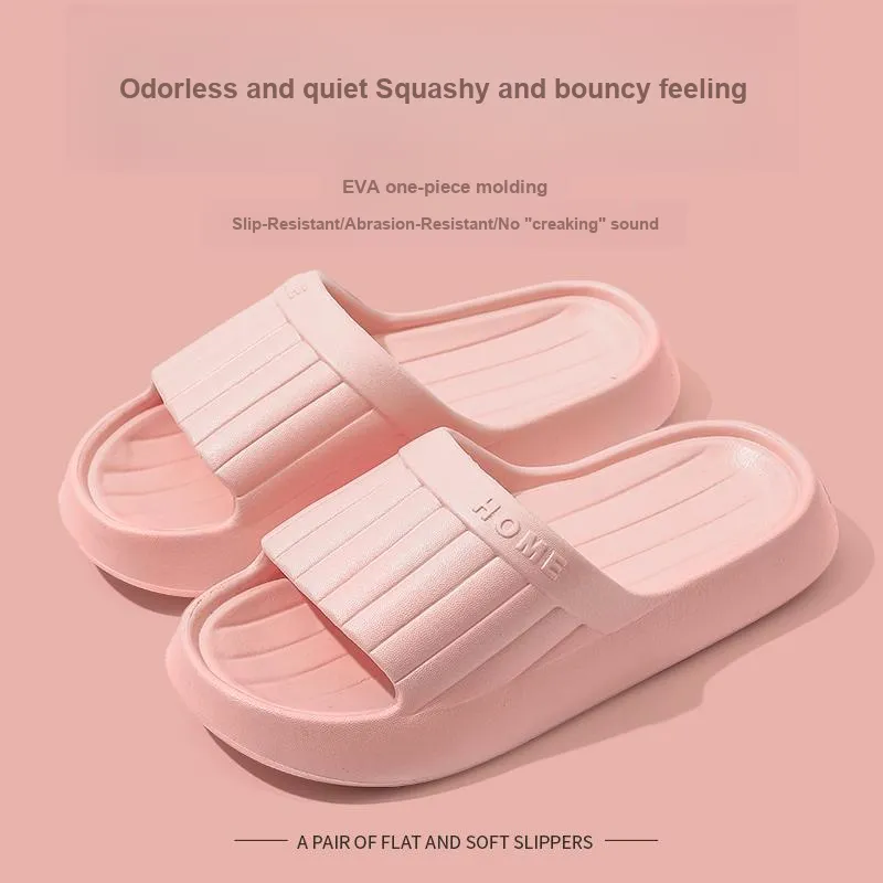 Foot Recreation Minimalist Style Vertical Stripes Letter Comfortable Quiet Slip Resistant Slippers Home Slippers Unisex-1