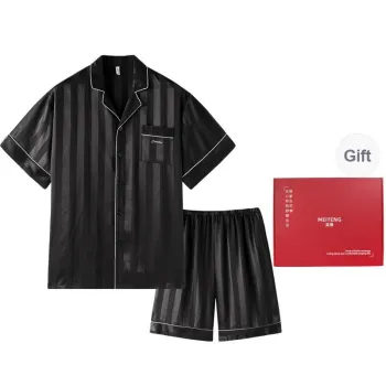 MEITENG Pajama Set Summer Men's Black