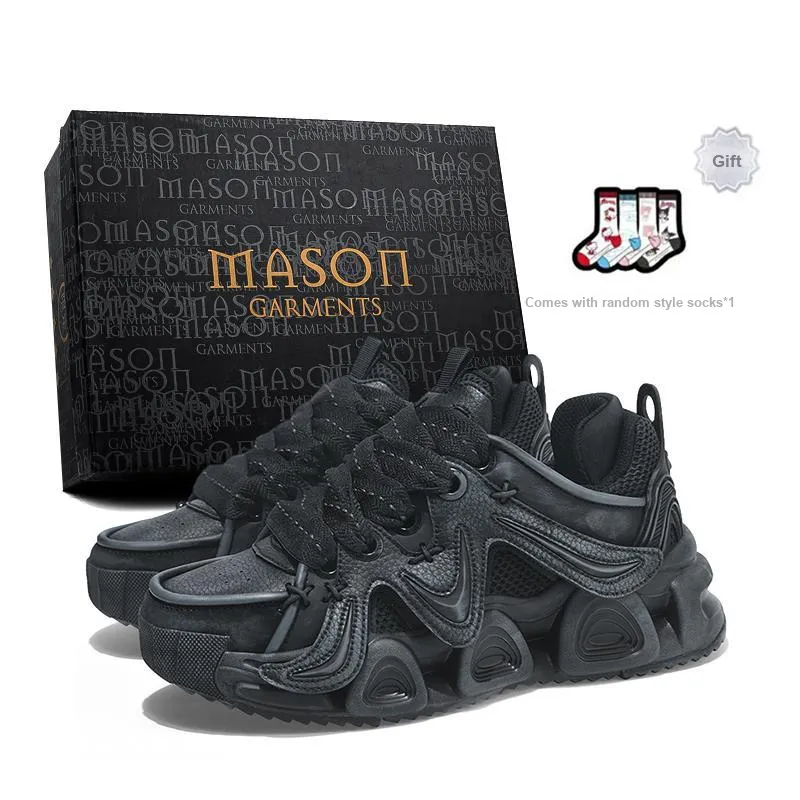 Masongarments Cushioned Wear-Resistant Breathable Lightweight Height Increasing Low-Top Chunky Sneakers Unisex-5