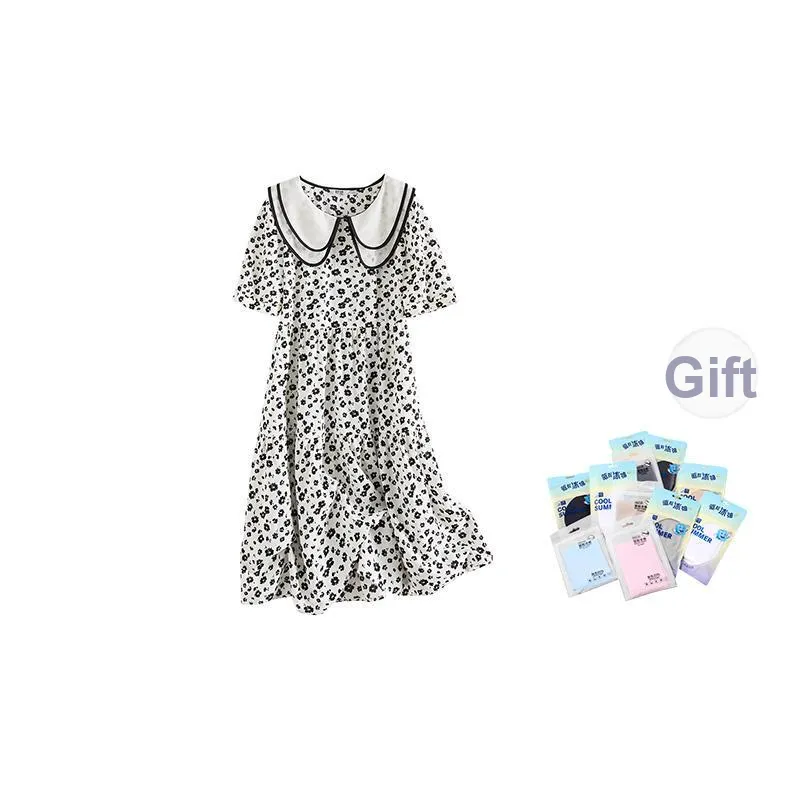 TOUCH Short Sleeved Dress Women's Beige With Black Floral