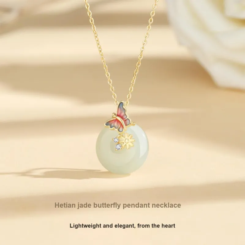 Andaozi Hetian Jade Necklaces Pale Greenish White Jade Women's-1