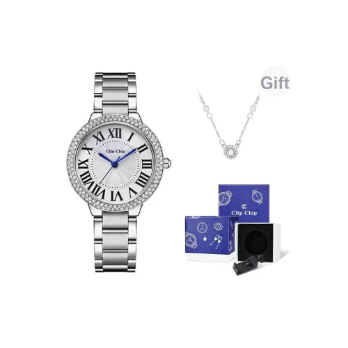Clip Clop Кварцевый механизм ремешок из нержавеющей стали женские часы серебристый циферблат