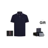 Blue Polo Shirt+Black Wallet