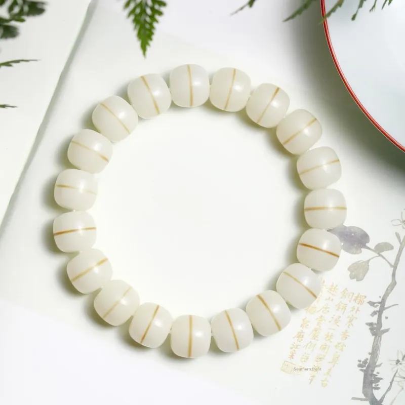 Artisan Lock Heart Jade White Jade Bodhi Bracelets Unisex-3