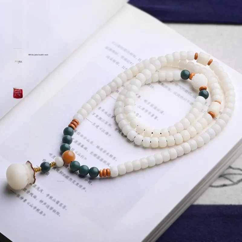 HANCANG White Jade Bodhi Bead Chain Unisex-1