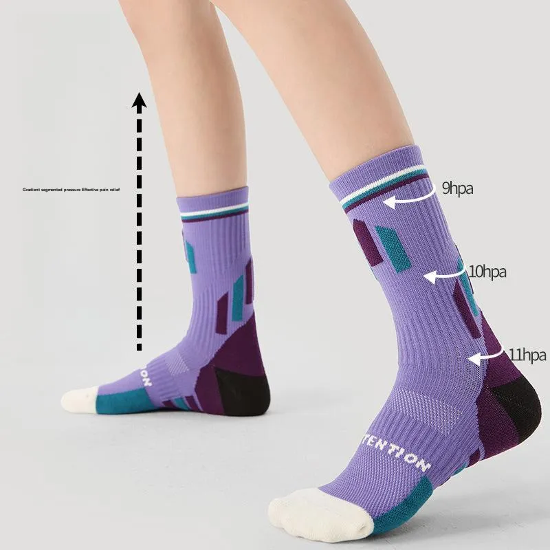 Vine Color Mid Calf Socks Unisex 3 Pack Purple-1
